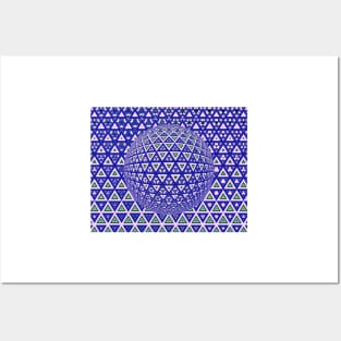 vivid purple triangular design over a 3D sphere Posters and Art